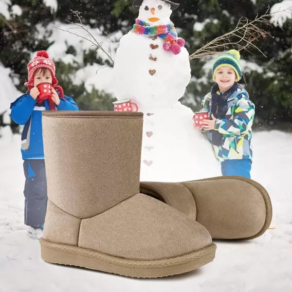 FANTURE Toddler Snow Boots for Girls Boys Winter Warm Fur Lined Kids Non Slip Outdoor Shoes ToddlerLittle Kid020ckhaki