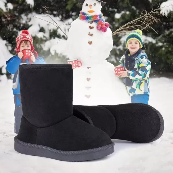 FANTURE Toddler Snow Boots for Girls Boys Winter Warm Fur Lined Kids Non Slip Outdoor Shoes ToddlerLittle Kid03black