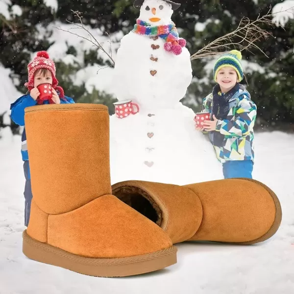 FANTURE Toddler Snow Boots for Girls Boys Winter Warm Fur Lined Kids Non Slip Outdoor Shoes ToddlerLittle Kid03chestnut