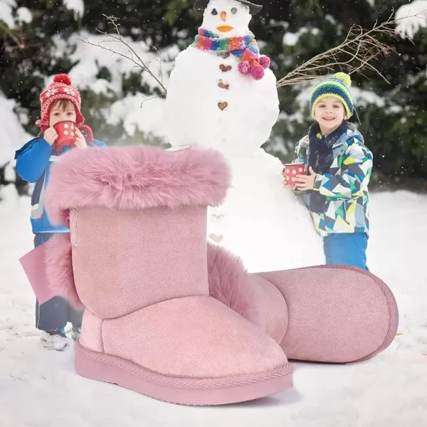 FANTURE Toddler Snow Boots for Girls Boys Winter Warm Fur Lined Kids Non Slip Outdoor Shoes ToddlerLittle Kid04pink