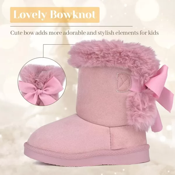 FANTURE Toddler Snow Boots for Girls Boys Winter Warm Fur Lined Kids Non Slip Outdoor Shoes ToddlerLittle Kid04pink