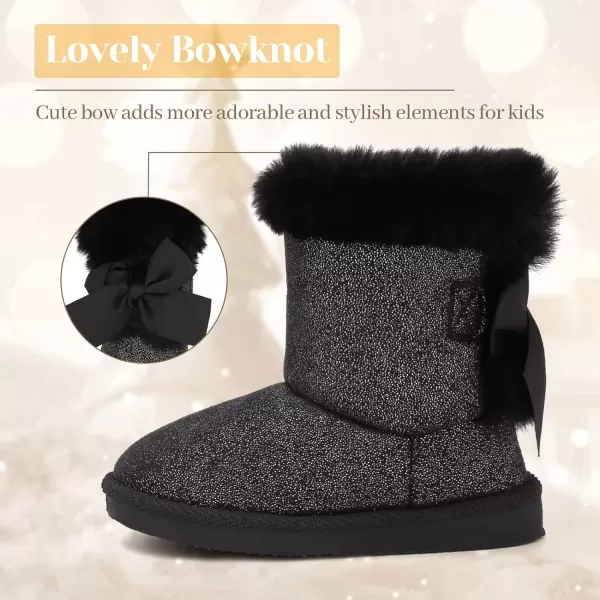 FANTURE Toddler Snow Boots for Girls Boys Winter Warm Fur Lined Kids Non Slip Outdoor Shoes ToddlerLittle Kid04tblack