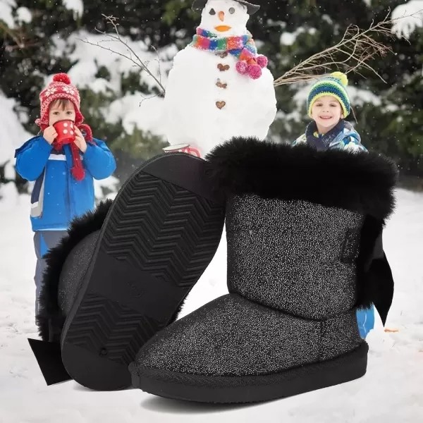 FANTURE Toddler Snow Boots for Girls Boys Winter Warm Fur Lined Kids Non Slip Outdoor Shoes ToddlerLittle Kid04tblack