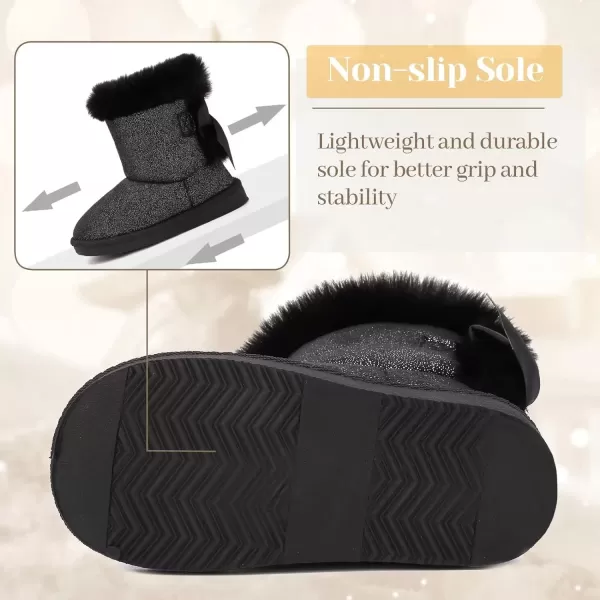 FANTURE Toddler Snow Boots for Girls Boys Winter Warm Fur Lined Kids Non Slip Outdoor Shoes ToddlerLittle Kid04tblack