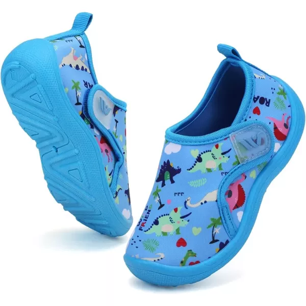 FANTURE Toddler Water Shoes Boys Girls Sandal Cute Aquatic Beach Swim Pool Water Park Aqua Sneakers Toddler amp Little Kid01dinosaur Lblue