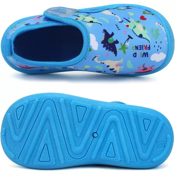 FANTURE Toddler Water Shoes Boys Girls Sandal Cute Aquatic Beach Swim Pool Water Park Aqua Sneakers Toddler amp Little Kid01dinosaur Lblue