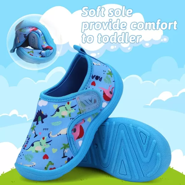 FANTURE Toddler Water Shoes Boys Girls Sandal Cute Aquatic Beach Swim Pool Water Park Aqua Sneakers Toddler amp Little Kid01dinosaur Lblue