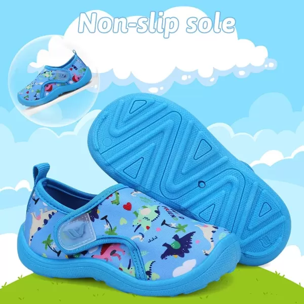 FANTURE Toddler Water Shoes Boys Girls Sandal Cute Aquatic Beach Swim Pool Water Park Aqua Sneakers Toddler amp Little Kid01dinosaur Lblue