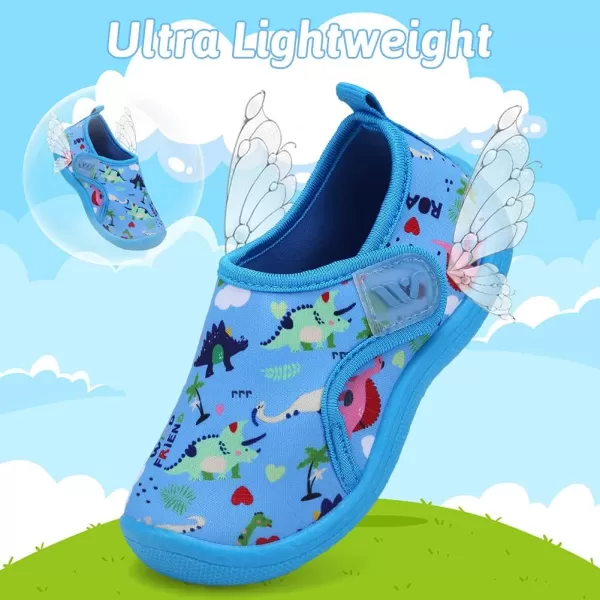 FANTURE Toddler Water Shoes Boys Girls Sandal Cute Aquatic Beach Swim Pool Water Park Aqua Sneakers Toddler amp Little Kid01dinosaur Lblue