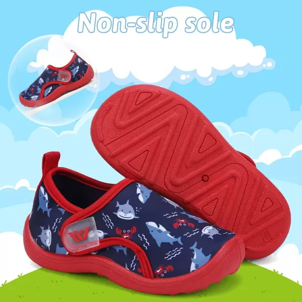 FANTURE Toddler Water Shoes Boys Girls Sandal Cute Aquatic Beach Swim Pool Water Park Aqua Sneakers Toddler amp Little Kid01shark Red