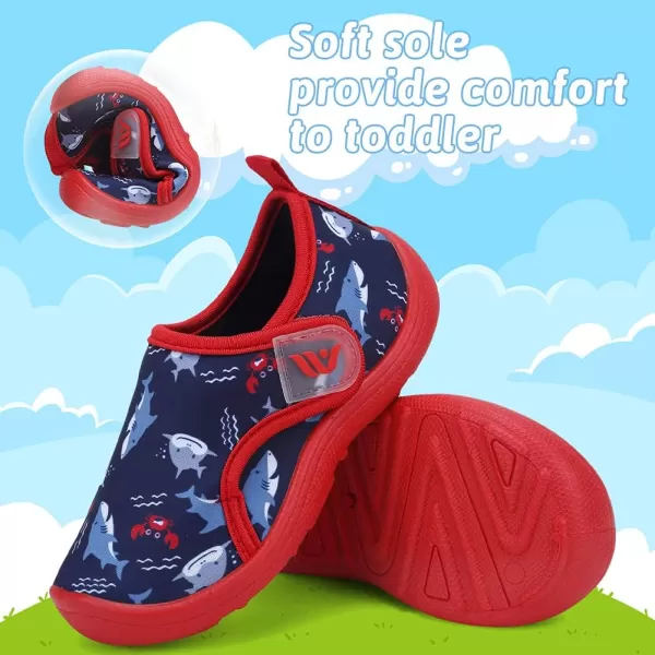 FANTURE Toddler Water Shoes Boys Girls Sandal Cute Aquatic Beach Swim Pool Water Park Aqua Sneakers Toddler amp Little Kid01shark Red