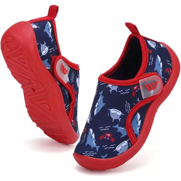 FANTURE Toddler Water Shoes Boys Girls Sandal Cute Aquatic Beach Swim Pool Water Park Aqua Sneakers Toddler amp Little Kid01shark Red