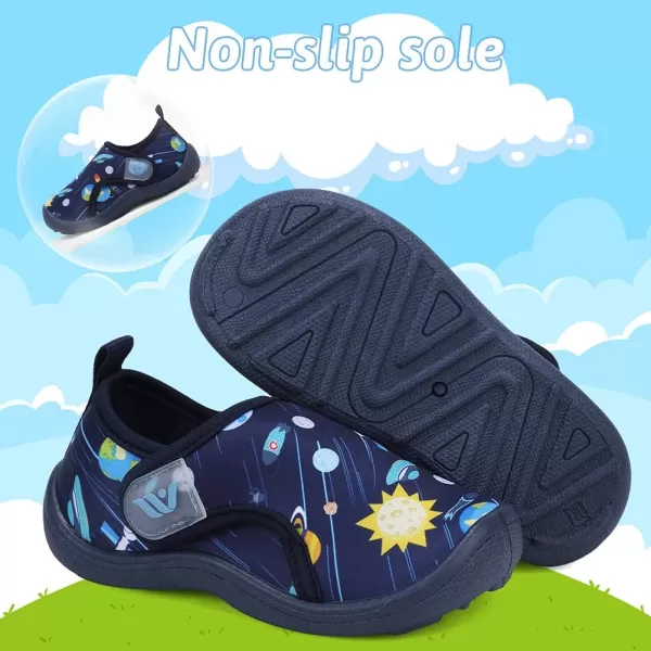 FANTURE Toddler Water Shoes Boys Girls Sandal Cute Aquatic Beach Swim Pool Water Park Aqua Sneakers Toddler amp Little Kid01space Blue