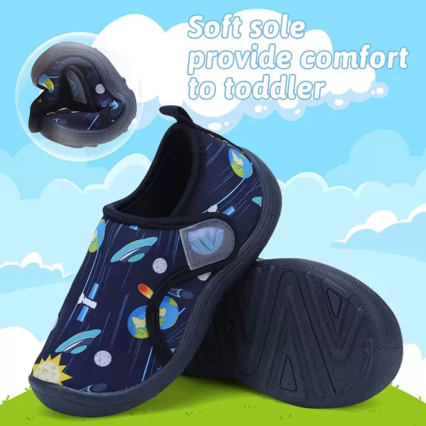 FANTURE Toddler Water Shoes Boys Girls Sandal Cute Aquatic Beach Swim Pool Water Park Aqua Sneakers Toddler amp Little Kid01space Blue