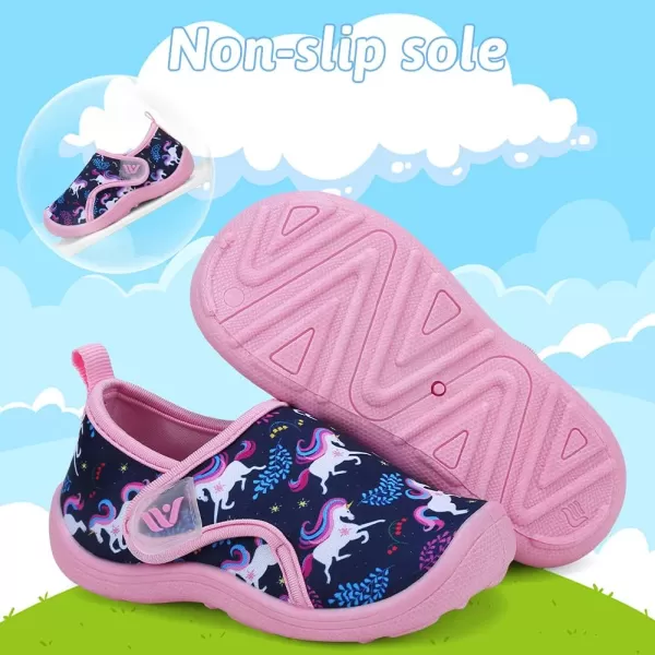 FANTURE Toddler Water Shoes Boys Girls Sandal Cute Aquatic Beach Swim Pool Water Park Aqua Sneakers Toddler amp Little Kid01uni Navypink