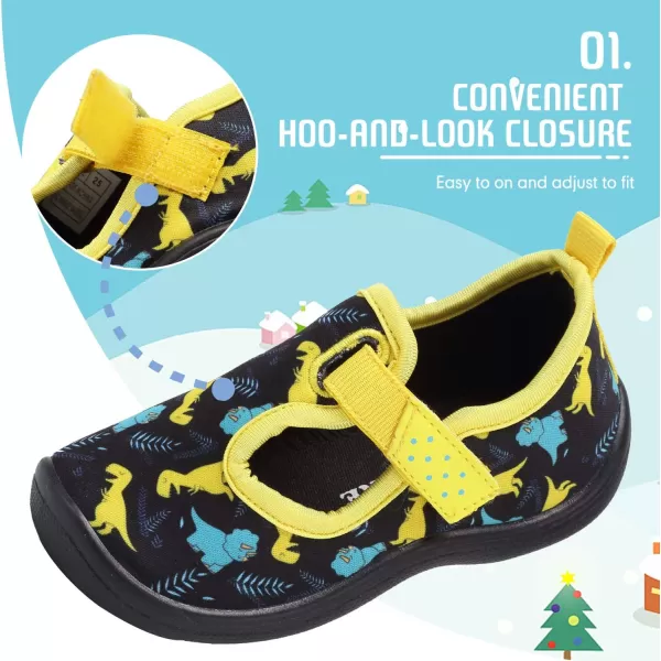 FANTURE Toddler Water Shoes Boys Girls Sandal Cute Aquatic Beach Swim Pool Water Park Aqua Sneakers Toddler amp Little Kid02blackyellow