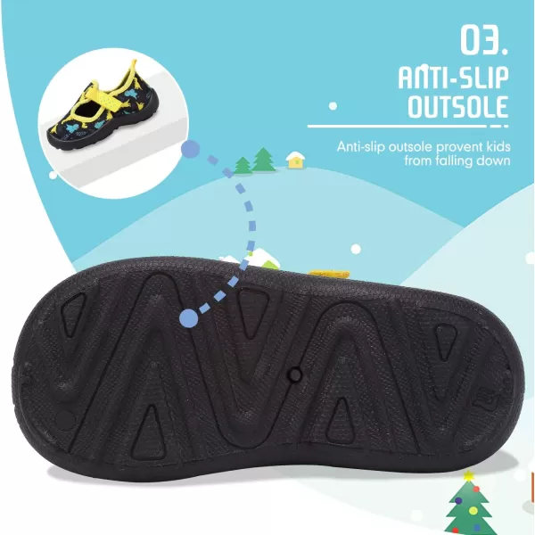 FANTURE Toddler Water Shoes Boys Girls Sandal Cute Aquatic Beach Swim Pool Water Park Aqua Sneakers Toddler amp Little Kid02blackyellow