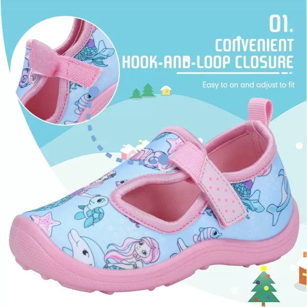 FANTURE Toddler Water Shoes Boys Girls Sandal Cute Aquatic Beach Swim Pool Water Park Aqua Sneakers Toddler amp Little Kid02bluepink