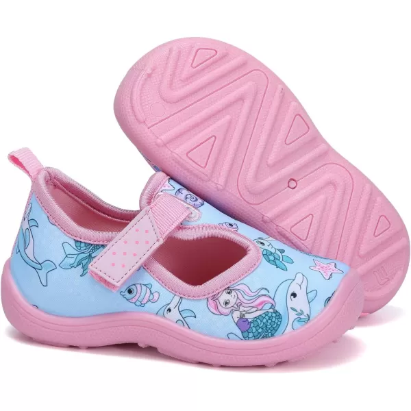 FANTURE Toddler Water Shoes Boys Girls Sandal Cute Aquatic Beach Swim Pool Water Park Aqua Sneakers Toddler amp Little Kid02bluepink