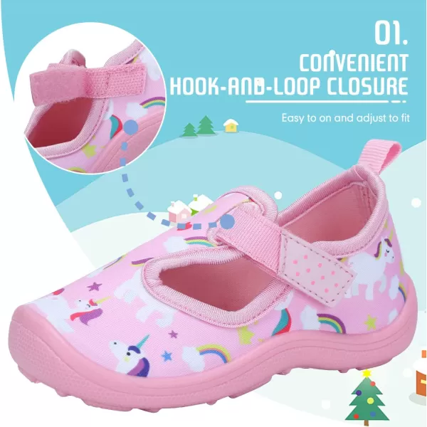 FANTURE Toddler Water Shoes Boys Girls Sandal Cute Aquatic Beach Swim Pool Water Park Aqua Sneakers Toddler amp Little Kid02lpink