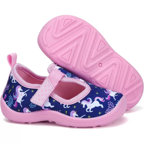 FANTURE Toddler Water Shoes Boys Girls Sandal Cute Aquatic Beach Swim Pool Water Park Aqua Sneakers Toddler amp Little Kid02navypink