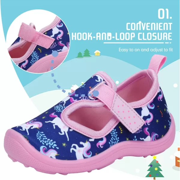 FANTURE Toddler Water Shoes Boys Girls Sandal Cute Aquatic Beach Swim Pool Water Park Aqua Sneakers Toddler amp Little Kid02navypink