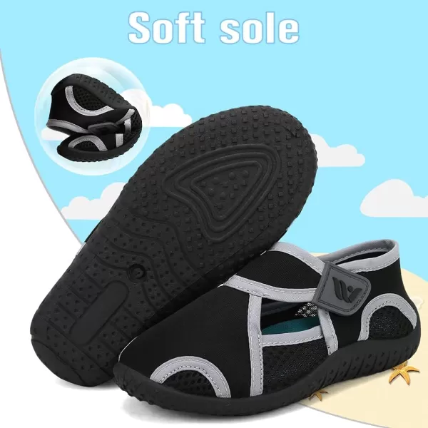 FANTURE Toddler Water Shoes Boys Girls Sandal Cute Aquatic Beach Swim Pool Water Park Aqua Sneakers Toddler amp Little Kid1blkgrey