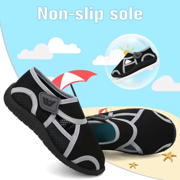 FANTURE Toddler Water Shoes Boys Girls Sandal Cute Aquatic Beach Swim Pool Water Park Aqua Sneakers Toddler amp Little Kid1blkgrey