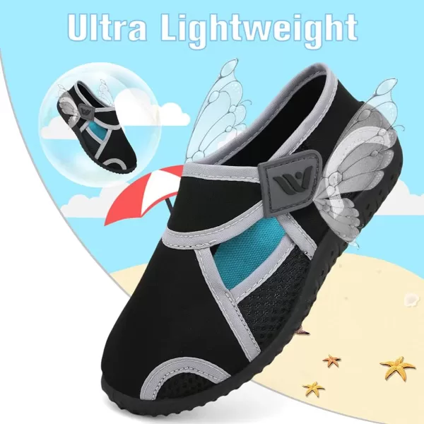 FANTURE Toddler Water Shoes Boys Girls Sandal Cute Aquatic Beach Swim Pool Water Park Aqua Sneakers Toddler amp Little Kid1blkgrey