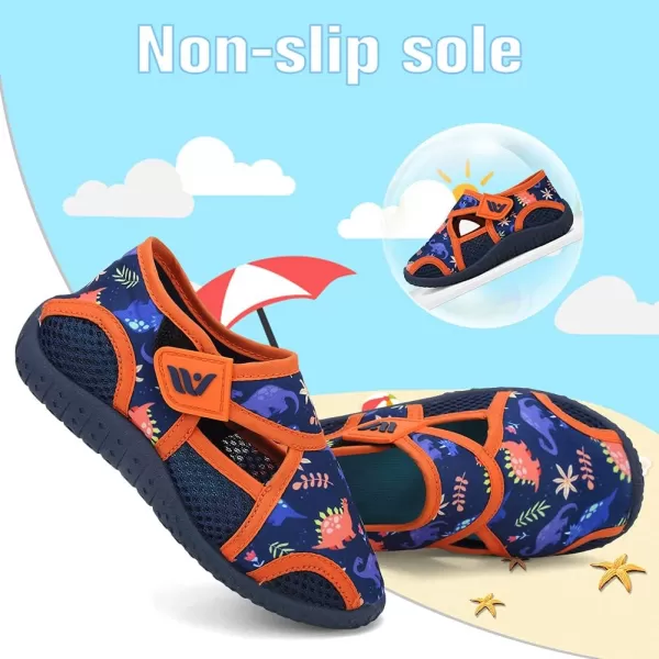 FANTURE Toddler Water Shoes Boys Girls Sandal Cute Aquatic Beach Swim Pool Water Park Aqua Sneakers Toddler amp Little Kid1dinosaurnavyorg