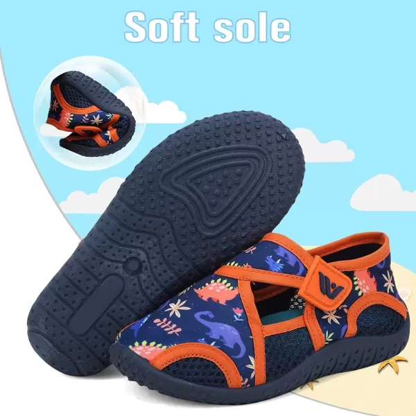 FANTURE Toddler Water Shoes Boys Girls Sandal Cute Aquatic Beach Swim Pool Water Park Aqua Sneakers Toddler amp Little Kid1dinosaurnavyorg