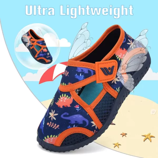 FANTURE Toddler Water Shoes Boys Girls Sandal Cute Aquatic Beach Swim Pool Water Park Aqua Sneakers Toddler amp Little Kid1dinosaurnavyorg