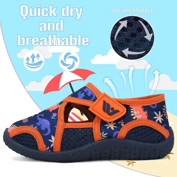 FANTURE Toddler Water Shoes Boys Girls Sandal Cute Aquatic Beach Swim Pool Water Park Aqua Sneakers Toddler amp Little Kid1dinosaurnavyorg