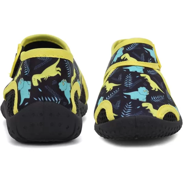 FANTURE Toddler Water Shoes Boys Girls Sandal Cute Aquatic Beach Swim Pool Water Park Aqua Sneakers Toddler amp Little Kid1dinosauryellow