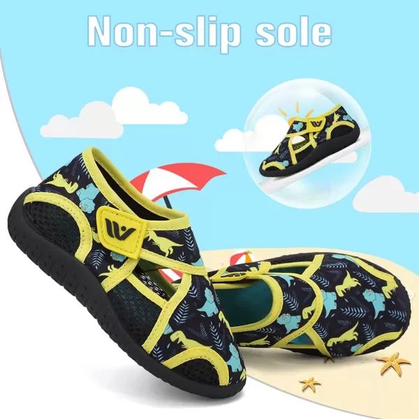 FANTURE Toddler Water Shoes Boys Girls Sandal Cute Aquatic Beach Swim Pool Water Park Aqua Sneakers Toddler amp Little Kid1dinosauryellow