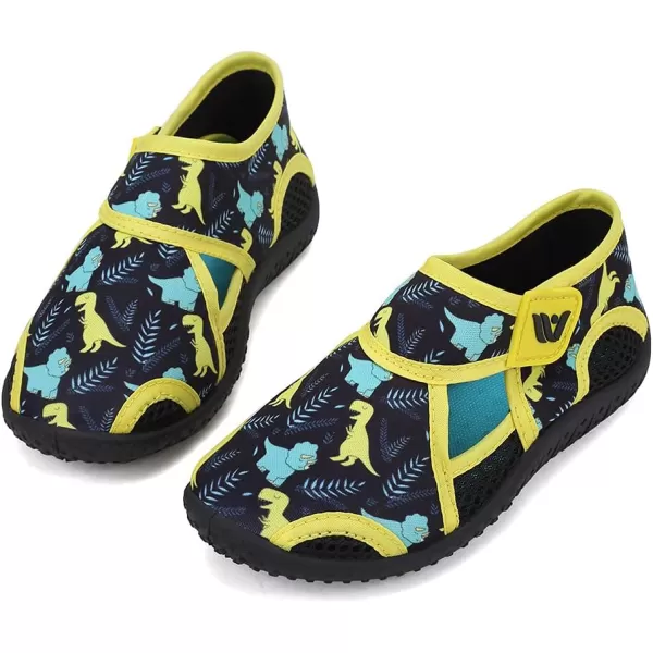 FANTURE Toddler Water Shoes Boys Girls Sandal Cute Aquatic Beach Swim Pool Water Park Aqua Sneakers Toddler amp Little Kid1dinosauryellow