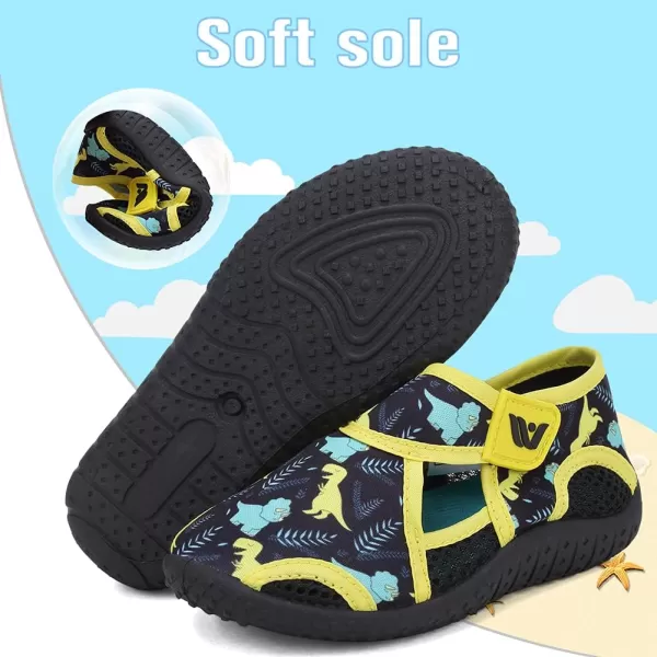 FANTURE Toddler Water Shoes Boys Girls Sandal Cute Aquatic Beach Swim Pool Water Park Aqua Sneakers Toddler amp Little Kid1dinosauryellow