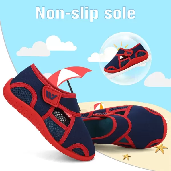 FANTURE Toddler Water Shoes Boys Girls Sandal Cute Aquatic Beach Swim Pool Water Park Aqua Sneakers Toddler amp Little Kid1navyred