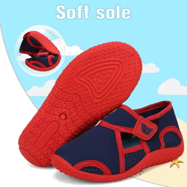 FANTURE Toddler Water Shoes Boys Girls Sandal Cute Aquatic Beach Swim Pool Water Park Aqua Sneakers Toddler amp Little Kid1navyred