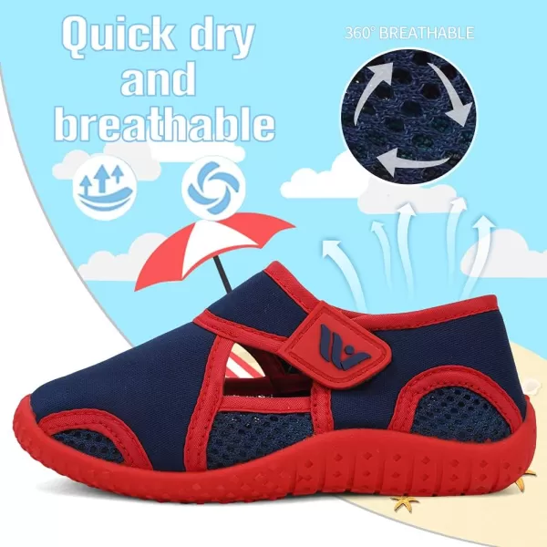 FANTURE Toddler Water Shoes Boys Girls Sandal Cute Aquatic Beach Swim Pool Water Park Aqua Sneakers Toddler amp Little Kid1navyred