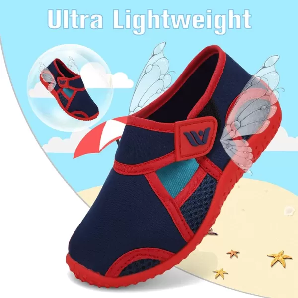 FANTURE Toddler Water Shoes Boys Girls Sandal Cute Aquatic Beach Swim Pool Water Park Aqua Sneakers Toddler amp Little Kid1navyred