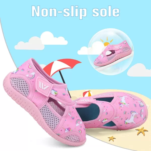 FANTURE Toddler Water Shoes Boys Girls Sandal Cute Aquatic Beach Swim Pool Water Park Aqua Sneakers Toddler amp Little Kid2dupink