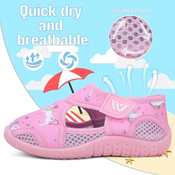 FANTURE Toddler Water Shoes Boys Girls Sandal Cute Aquatic Beach Swim Pool Water Park Aqua Sneakers Toddler amp Little Kid2dupink