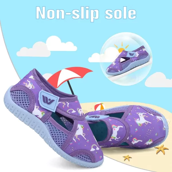 FANTURE Toddler Water Shoes Boys Girls Sandal Cute Aquatic Beach Swim Pool Water Park Aqua Sneakers Toddler amp Little Kid2dupurpleblue