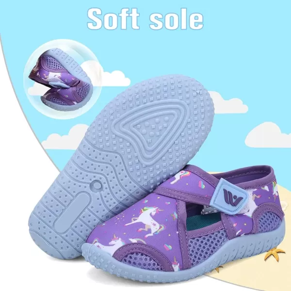 FANTURE Toddler Water Shoes Boys Girls Sandal Cute Aquatic Beach Swim Pool Water Park Aqua Sneakers Toddler amp Little Kid2dupurpleblue