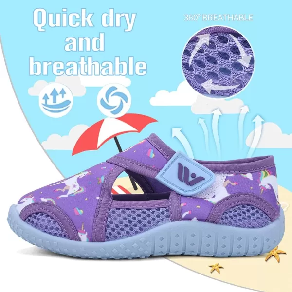 FANTURE Toddler Water Shoes Boys Girls Sandal Cute Aquatic Beach Swim Pool Water Park Aqua Sneakers Toddler amp Little Kid2dupurpleblue