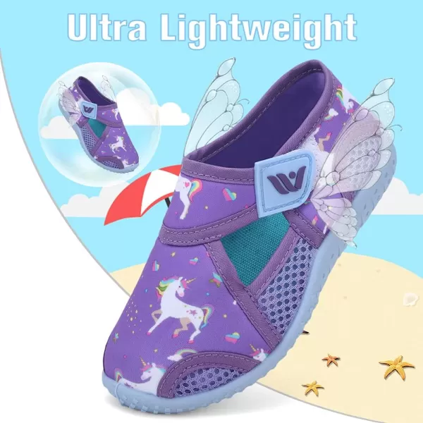 FANTURE Toddler Water Shoes Boys Girls Sandal Cute Aquatic Beach Swim Pool Water Park Aqua Sneakers Toddler amp Little Kid2dupurpleblue