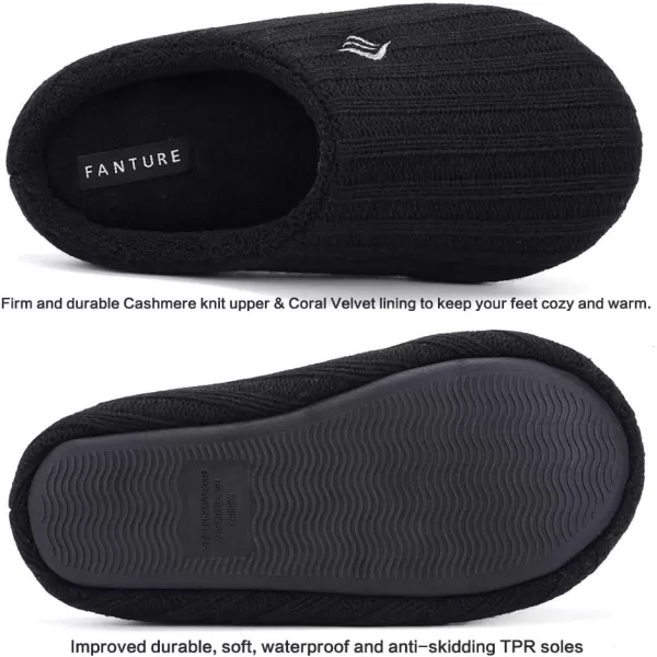 FANTURE Unisex Mens and Womens House Slippers Indoor Memory Foam Cashmere CottonBlend Knitted Autumn Winter AntiSlip U419WMT029Purple3839Black Cashmere