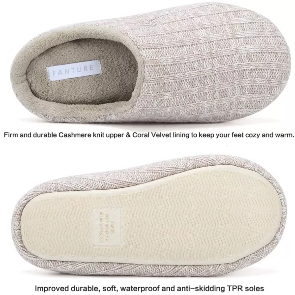 FANTURE Unisex Mens and Womens House Slippers Indoor Memory Foam Cashmere CottonBlend Knitted Autumn Winter AntiSlip U419WMT029Purple3839Khaki Cashmere