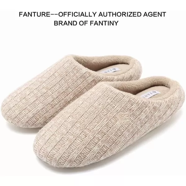 FANTURE Unisex Mens and Womens House Slippers Indoor Memory Foam Cashmere CottonBlend Knitted Autumn Winter AntiSlip U419WMT029Purple3839Khaki Cashmere